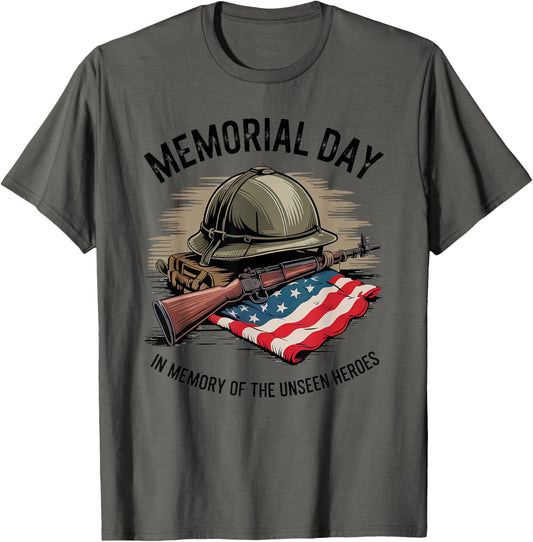 Memorial Day Honor Fallen Heroes Military Boots Dog Tags T-Shirt