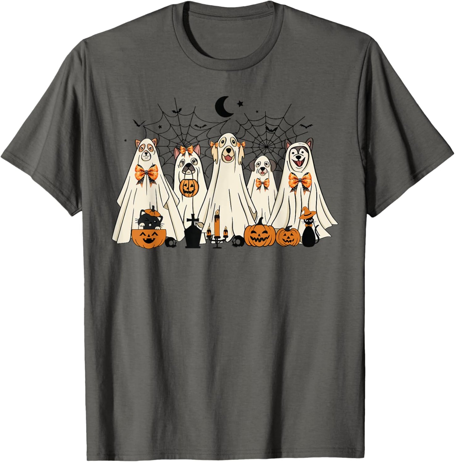Funny Cute Boo Spooky Dogs Lover Dressed as Ghosts For Women T-Shirt