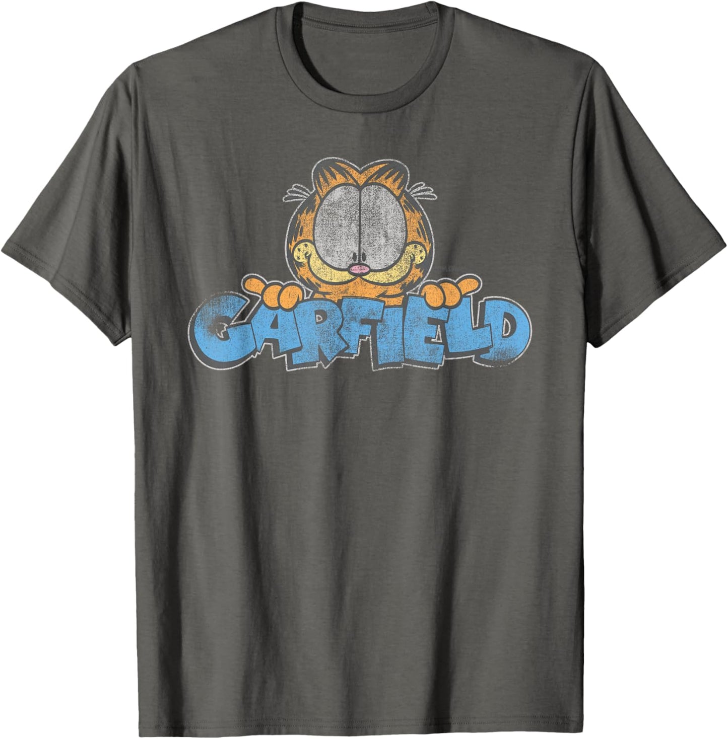 Garfield Distressed Garfield Face with Logo Cartoon Cat T-Shirt