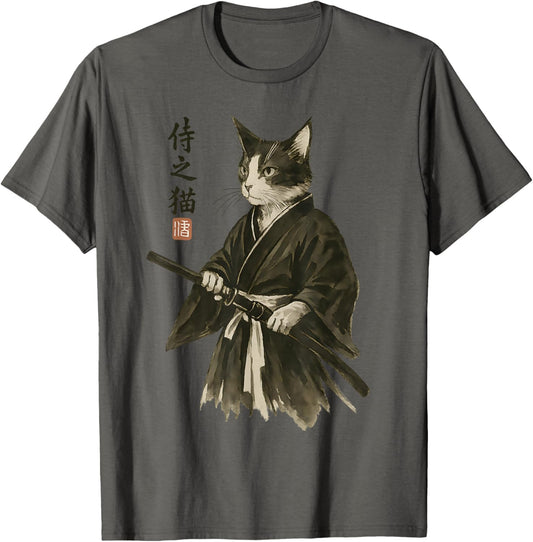 Samurai Cat - Vintage Japanese Ukiyo-e | Ninja Cat vibes T-Shirt