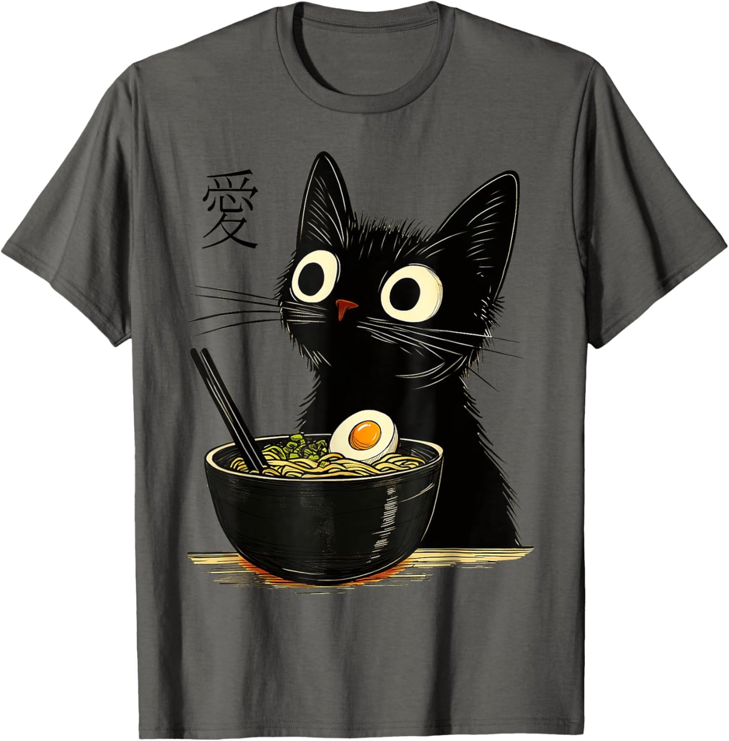 Funny Cat Ramen Graphic Tee Japanese Kawaii Anime Cat T-Shirt