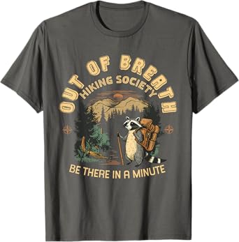 Out of Breath Hiking Society For Women Nature Love Raccoon T-Shirt