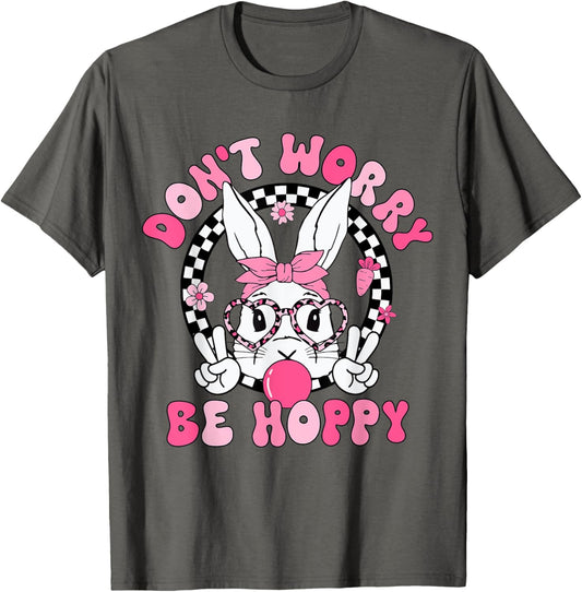 Happy Easter Groovy Bunny Face Don't Worry Be Hoppy Women T-Shirt