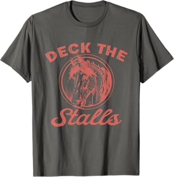 Women Deck the Stalls Horse Christmas Funny Horse Rider T-Shirt