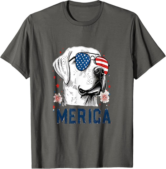 Patriotic Labrador Retriever Dog Merica US Flag 4Th Of July T-Shirt