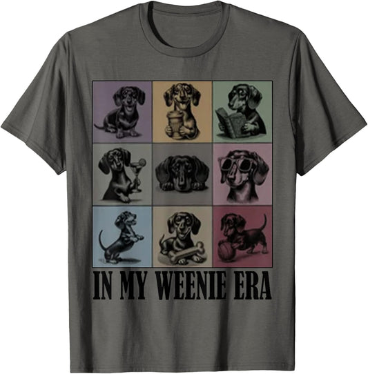 Dachshund Lover Quote In My Era Dachshund Cool Dog Mom Unisex-Adults Grey Small U-Neck T-Shirt