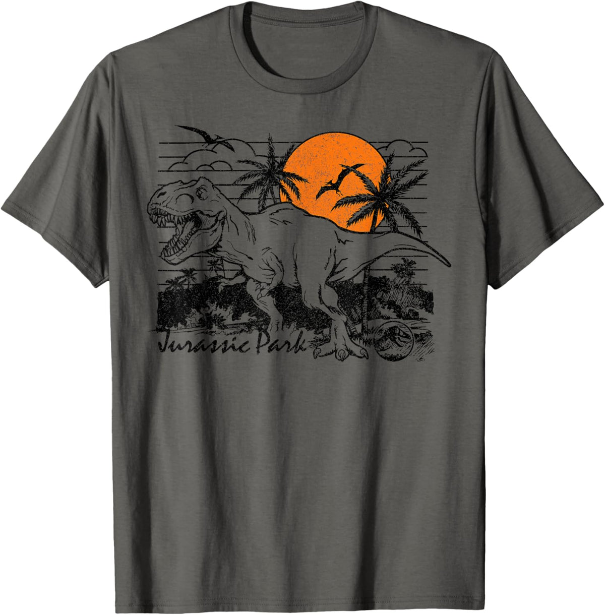 Jurassic Park Sunset T-Rex Logo Jungle Graphic T-Shirt T-Shirt