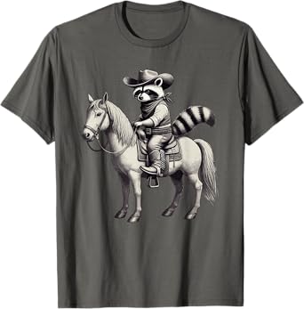 Raccoon Cowboy Vintage, Hat & Horse, Cowgirl, Funny Western T-Shirt