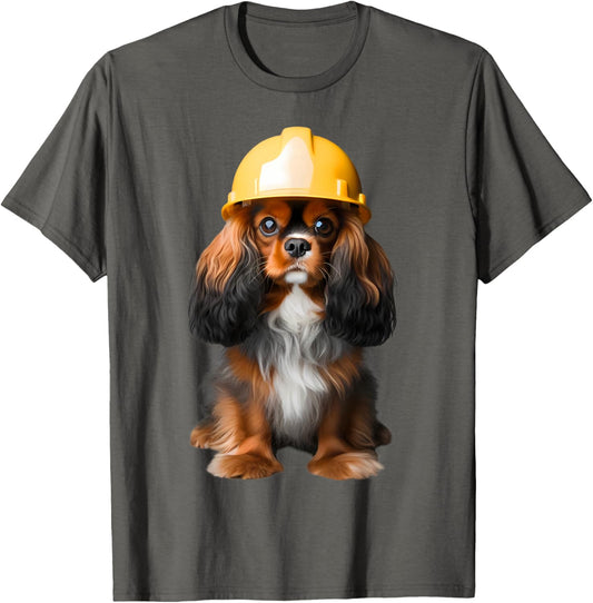 English Toy Spaniel Dog Yellow Hard Hat Helmet Worker Crew T-Shirt