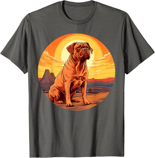 Retro Vintage Dogue de Bordeaux Dog Sunset French Mastiff T-Shirt