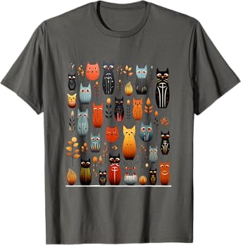 Stylized Vintage Kitten Art Lover Classic Cute Cat T-Shirt for Men Women Kids