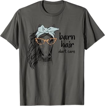 Cute Horse Love Girl Shirt Barn Hair Don't Care Cowgirl Gift T-Shirt