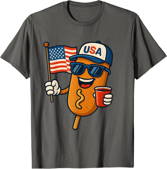 4th of July Corn Dogs Fourth of July Patriotic USA Flag T-Shirt