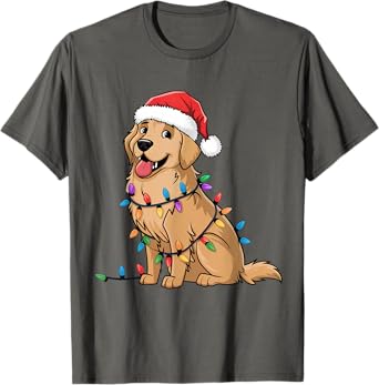 Golden Retriever Christmas Lights Xmas Dogs Gifts Men Women T-Shirt