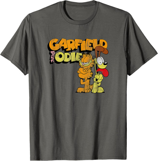 Garfield Distressed Garfield and Odie Cartoon Cat T-Shirt