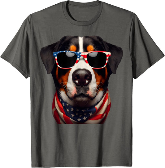 Greater Swiss Mountain Dog 4th Of July American Independence T-Shirt