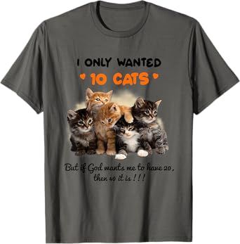 I Only Wanted 10 Cats But if God Wants Me To Have 20 T-Shirt
