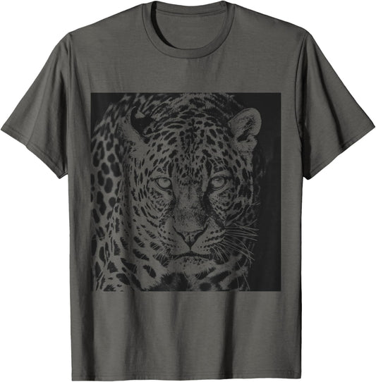 Snow Leopard Cheetah Jaguar Panther Cat Face Black Gift T-Shirt