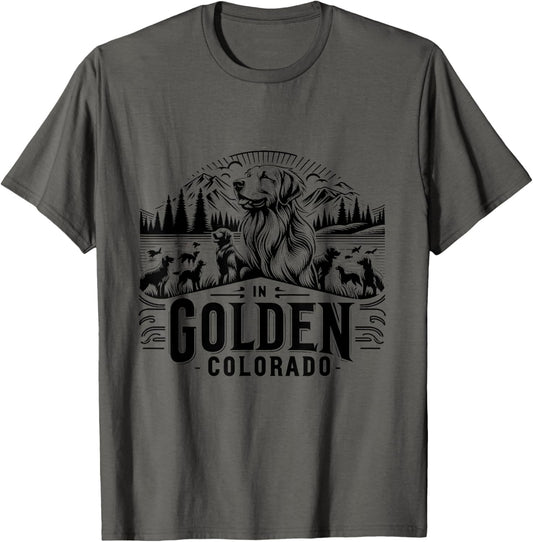Vintage Golden Retrievers in Golden Colorado T-Shirt