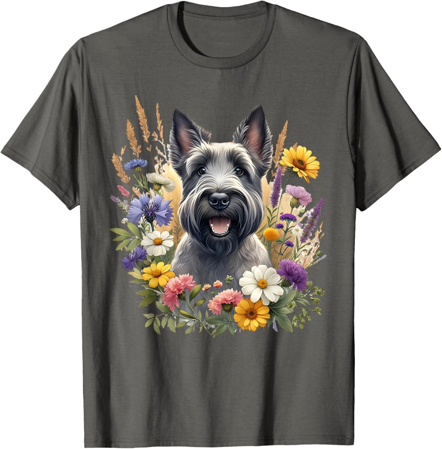Scottish Terrier Dog Summer Wildflowers Artwork T-Shirt