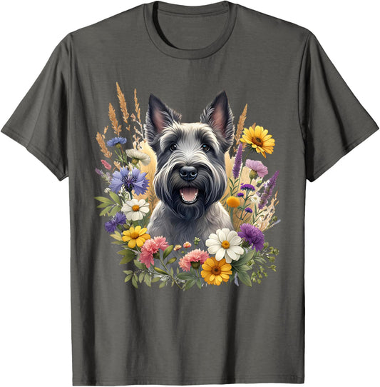 Scottish Terrier Dog Summer Wildflowers Artwork T-Shirt