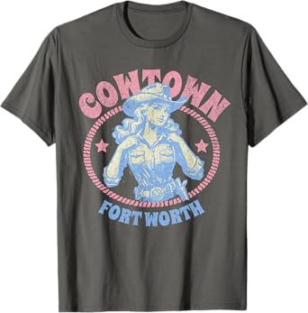 Cowtown Fort Worth Texas Retro Western Cowgirl T-Shirt