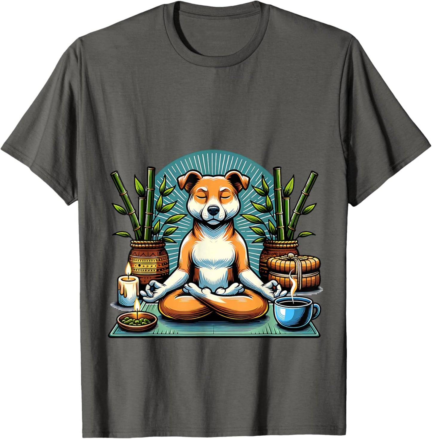 Meditating Dog with Candles and Tea T-Shirt