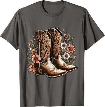 Retro vintage Cowgirl Boots Western Country Concert Boots T-Shirt