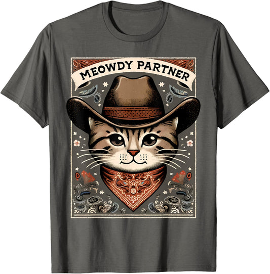 Cat Cowboy Funny Mashup Meowdy Partner Poster Western T-Shirt
