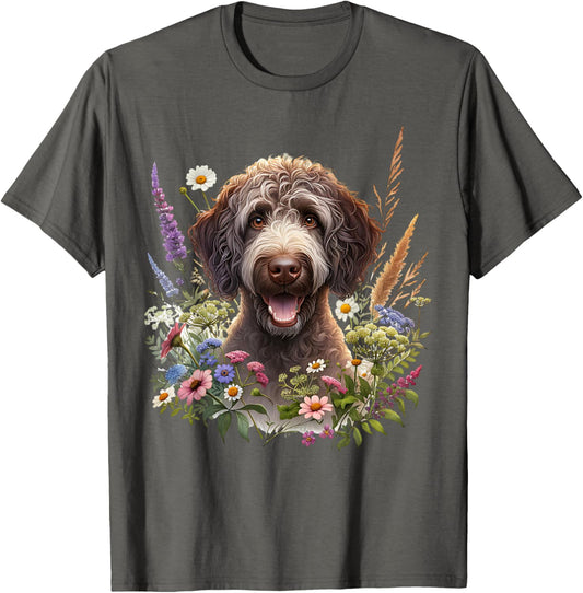 Pudelpointer Dog Summer Wildflowers Artwork T-Shirt