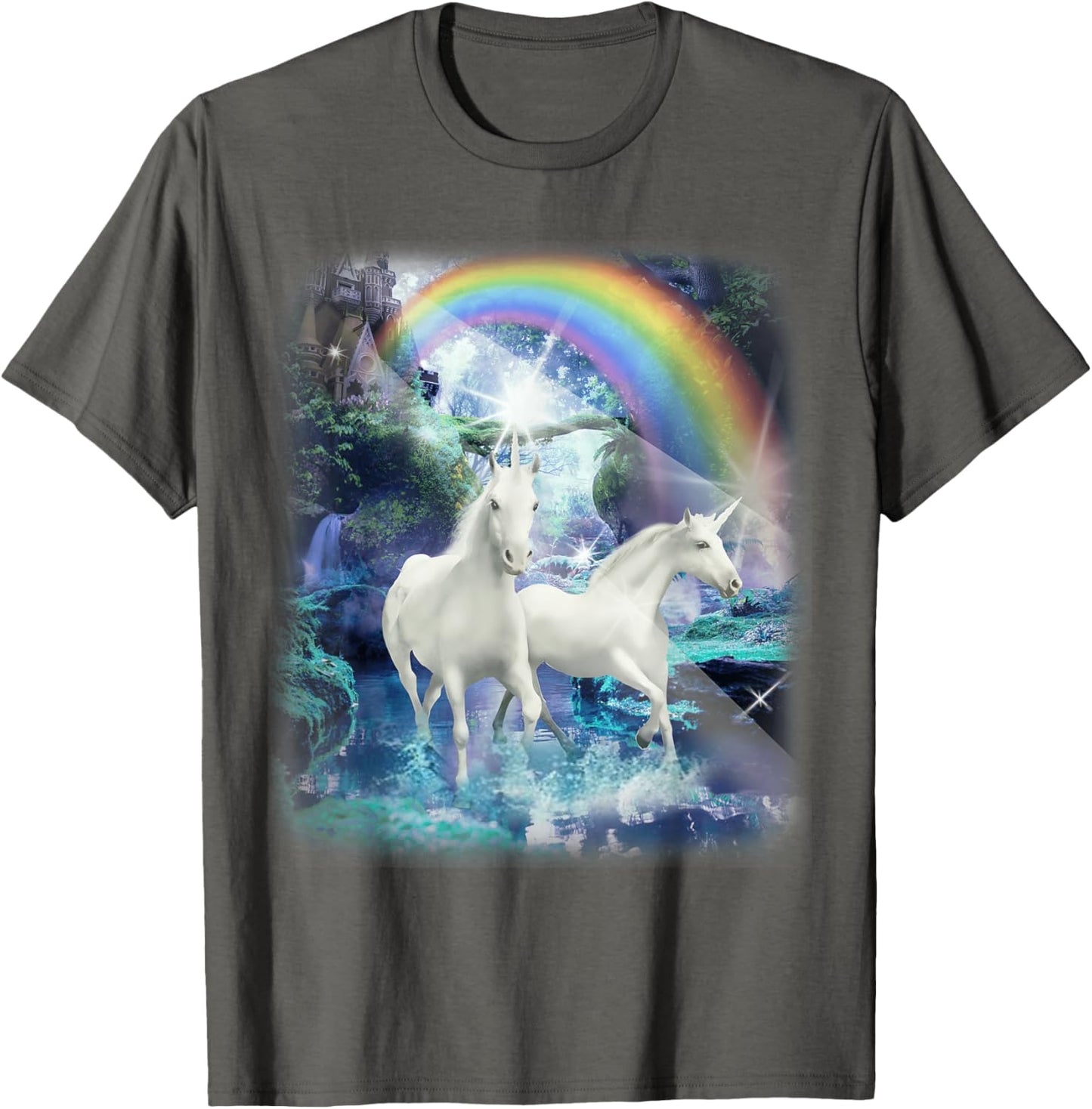 Adult Mesmerizing Unicorn Castle Forest T-Shirt