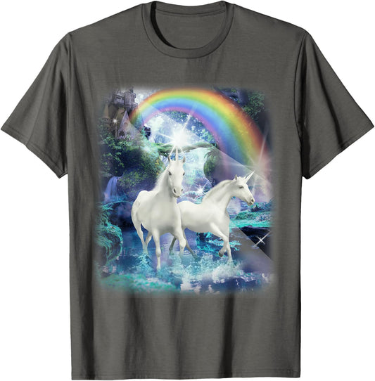 Adult Mesmerizing Unicorn Castle Forest T-Shirt