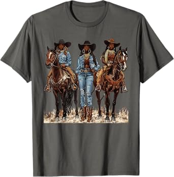 Black African American Cowgirl Western Country Texas Rodeo T-Shirt