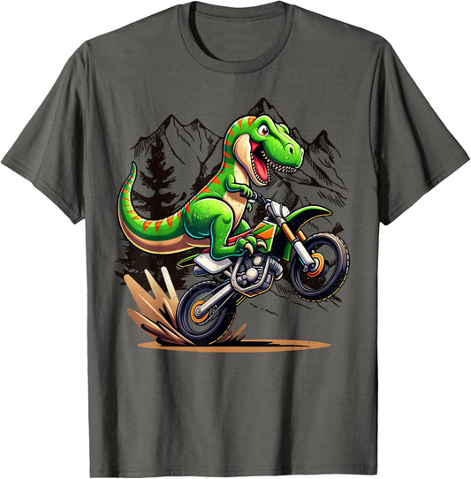 Dirt Bike T Rex Motocross Dinosaur Dino Enduro Boys Men Kids T-Shirt