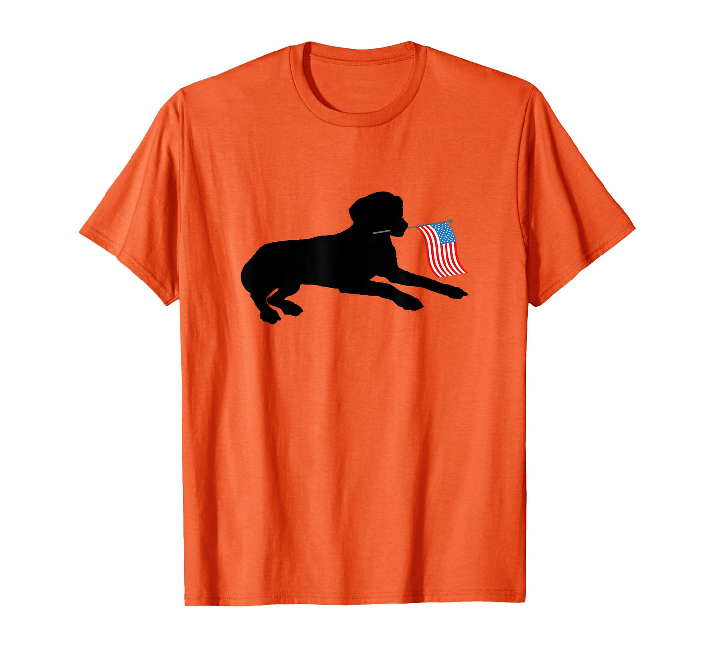 Black Lab Dog Holding July 4th Patriotic USA Flag T-Shirt T-Shirt