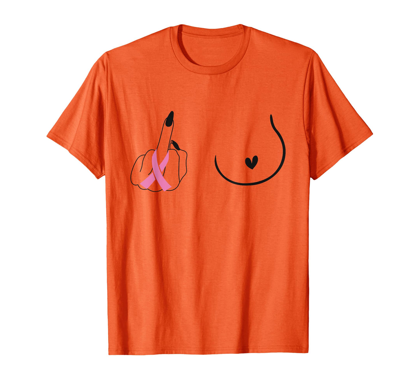Breast Cancer Pink Ribbon Middle Finger Artistic Breast Mom T-Shirt
