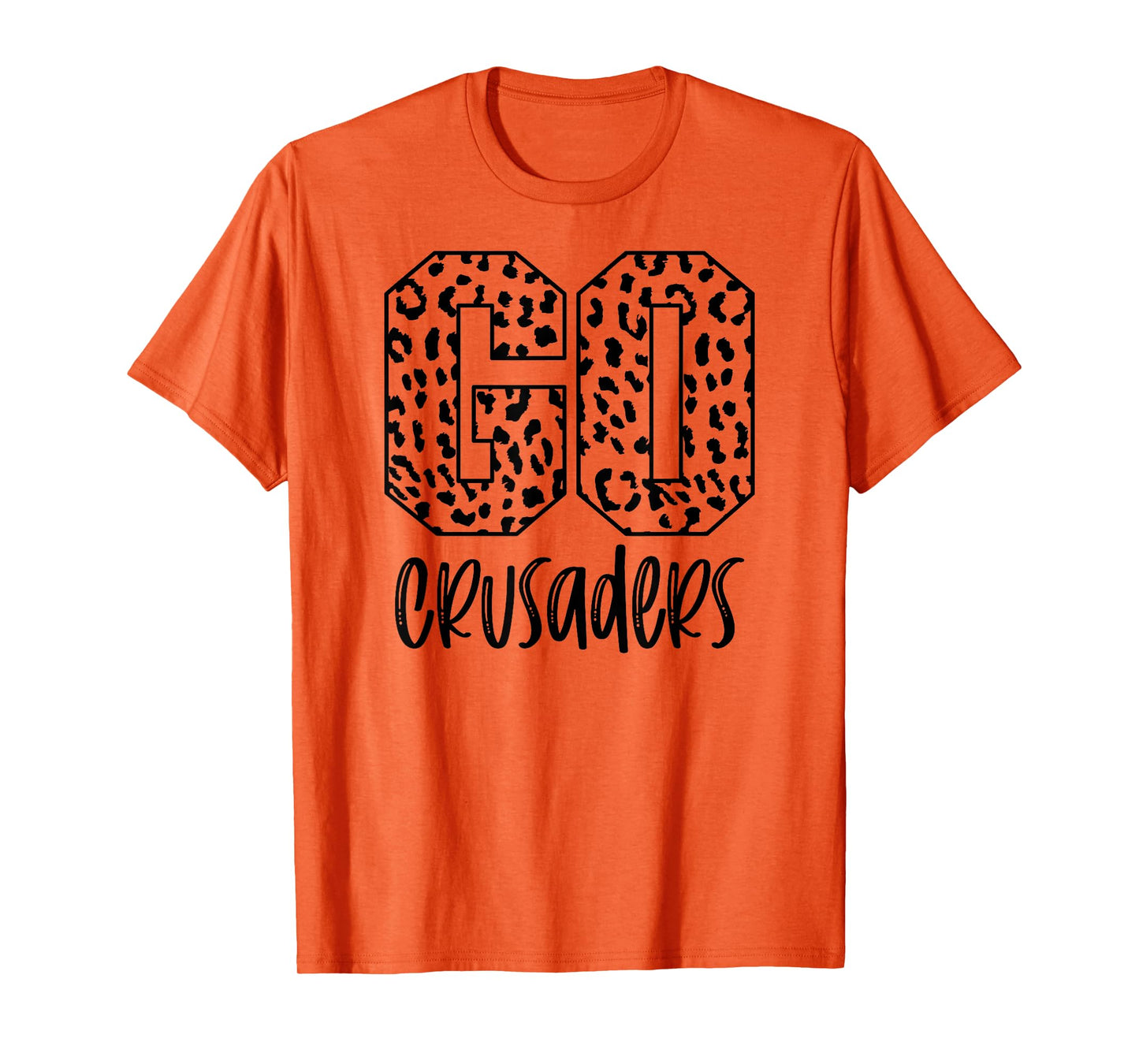 Crusaders Team Mascot School Spirit Game Night Leopard Print T-Shirt