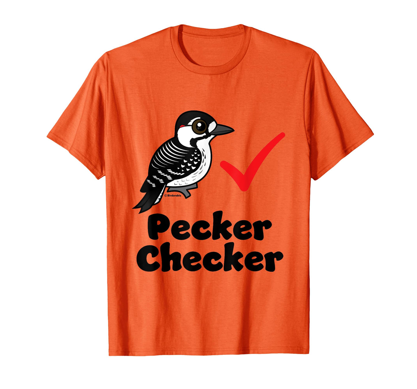 Cute Cartoon Red-cockaded Woodpecker Checker Funny Birder T-Shirt