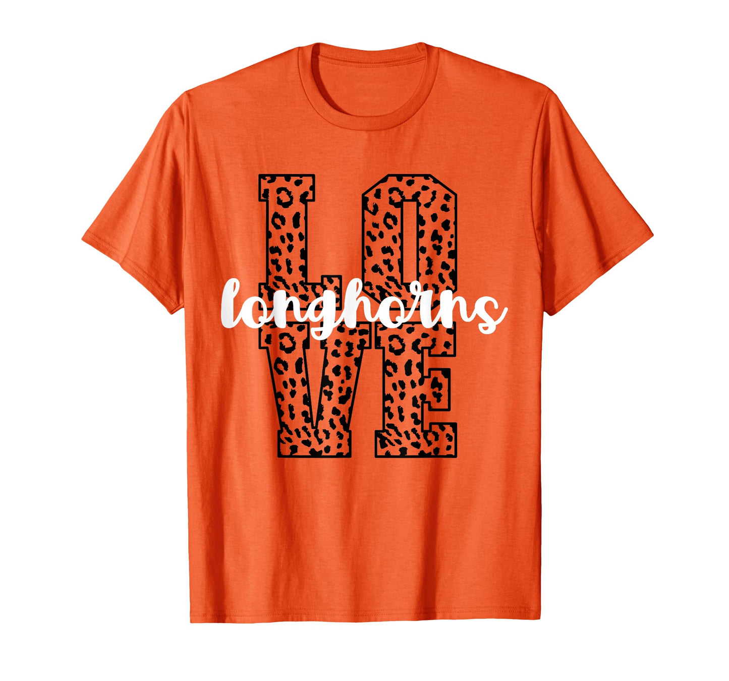 Longhorns Love Team Mascot School Spirit Game Night Leopard T-Shirt