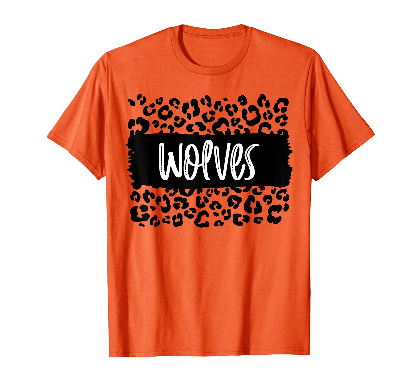 Wolves Team Mascot School Spirit Game Night Leopard Print T-Shirt