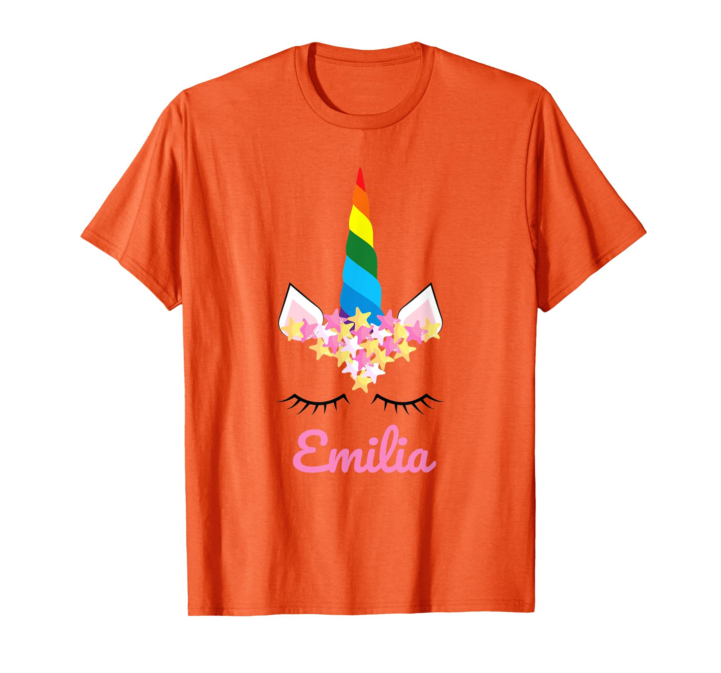 Cute Girls Unicorn Personalized Name Emilia Rainbow Unicorn T-Shirt