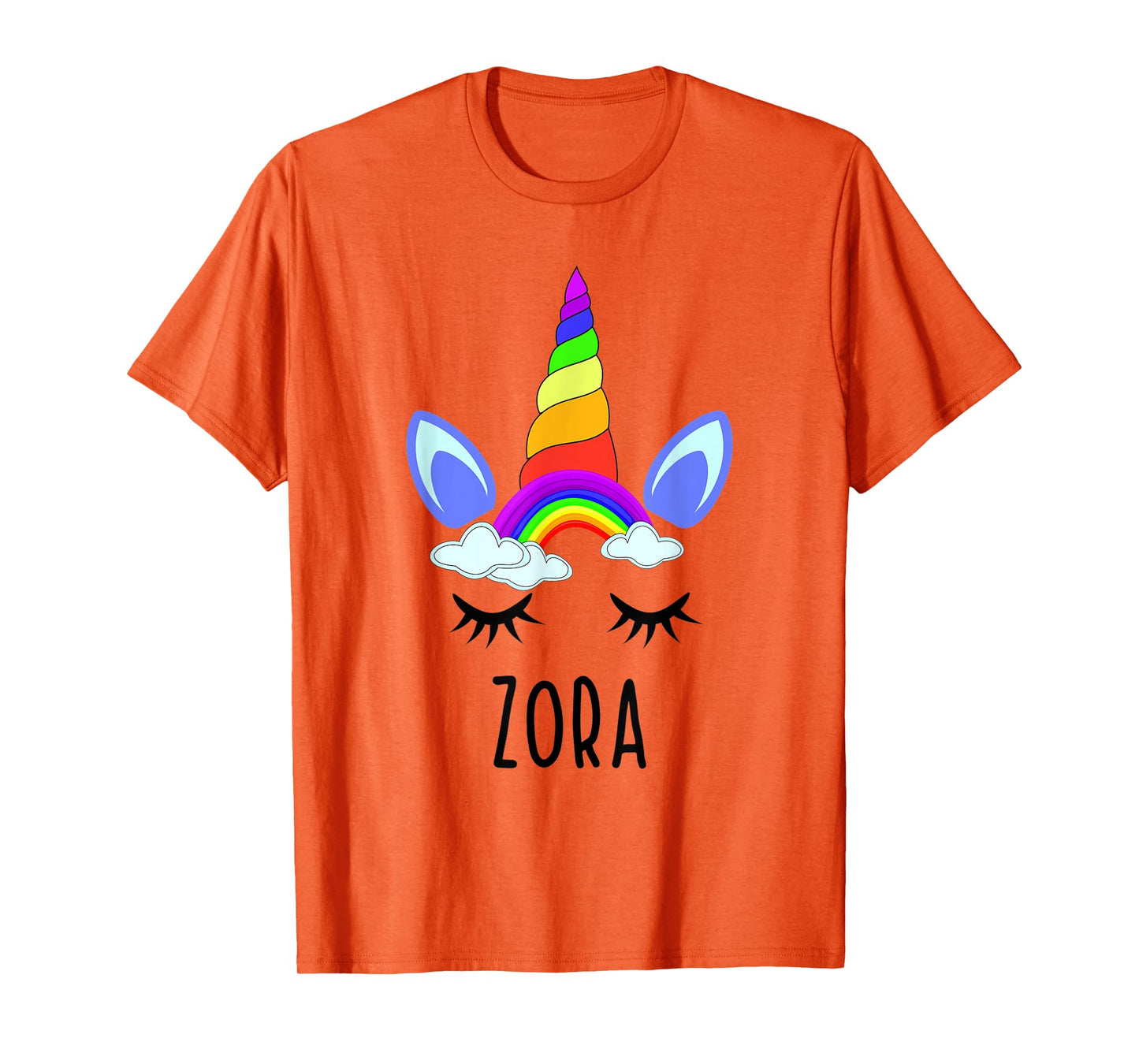 Zora Rainbow Unicorn Personalized Girl's First Name T-Shirt