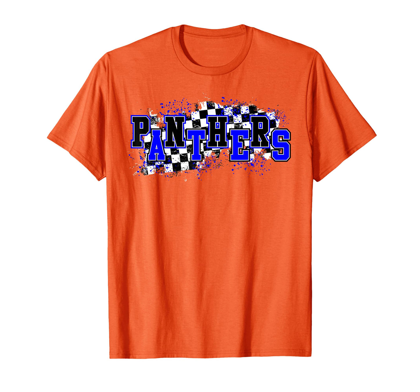 Panthers Checkered Print Panther Pride School Spirit Mascot T-Shirt