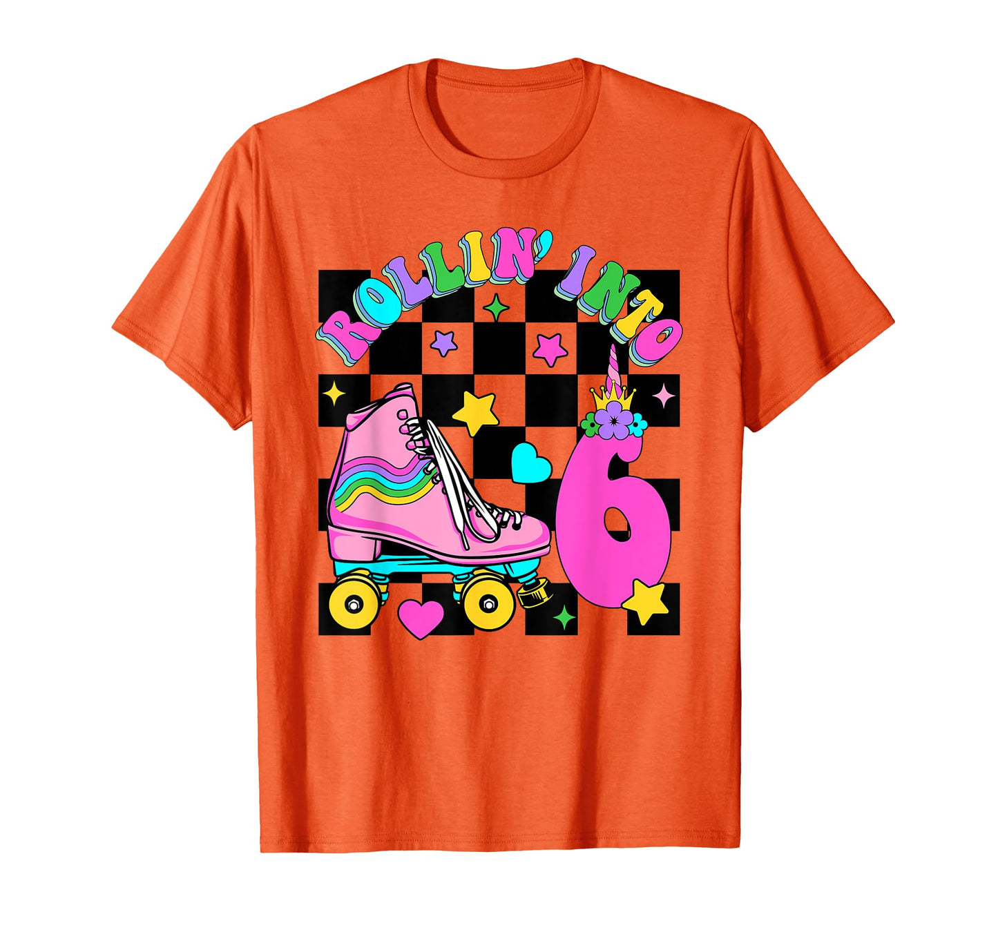 Rolling Into 6 Years Old Skater 6th Birthday Kids Girls T-Shirt