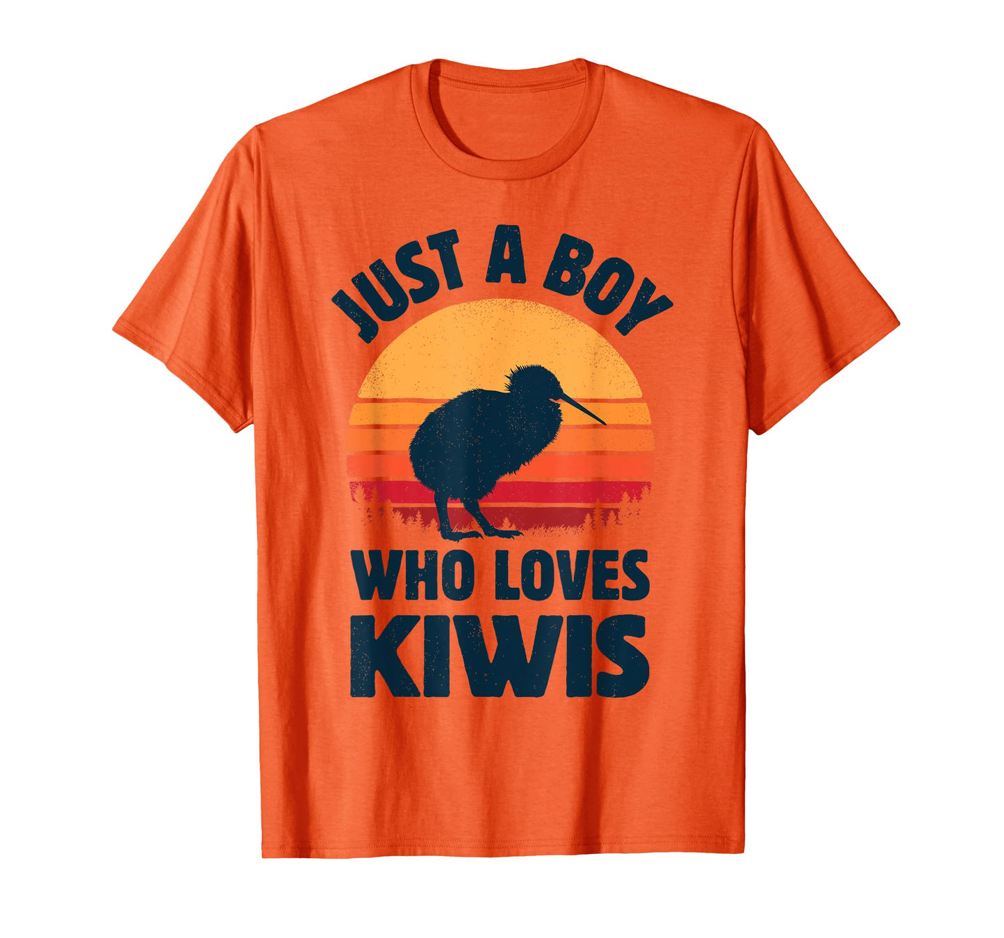 Kiwi Just A Boy Who Loves Kiwis Bird Retro Vintage Sunset T-Shirt