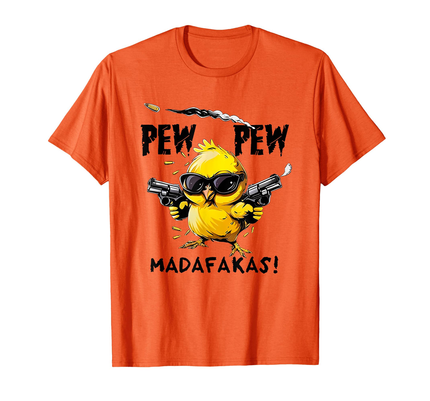 Bird Print Relax Fit Sweatshirt - Unisex-Adults - White - Small - Short Sleeve - T-Shirt - Pew Pew Madafakas Funny Chicken Rooster Bird - Sarcasm, Joke, Irony - Great Birthday Gift