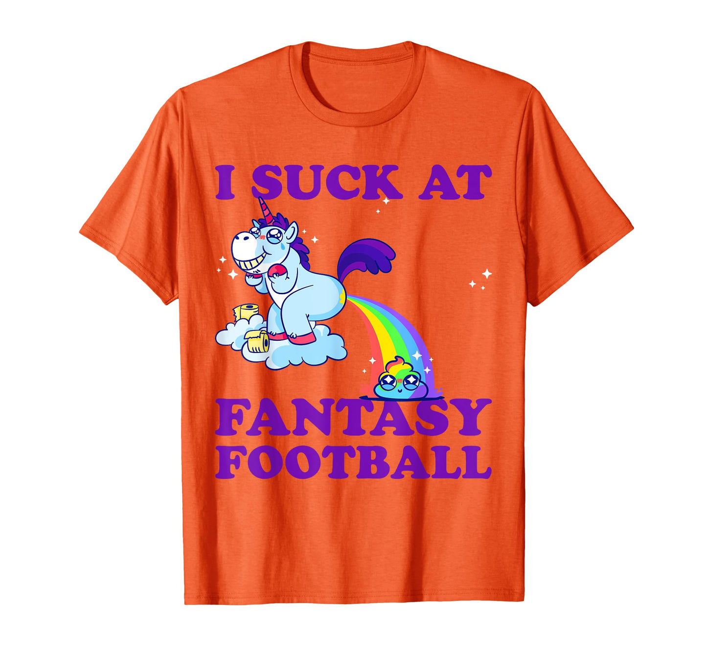 I Suck At Fantasy Football Unicorn With Rainbow Poop Pink T-Shirt