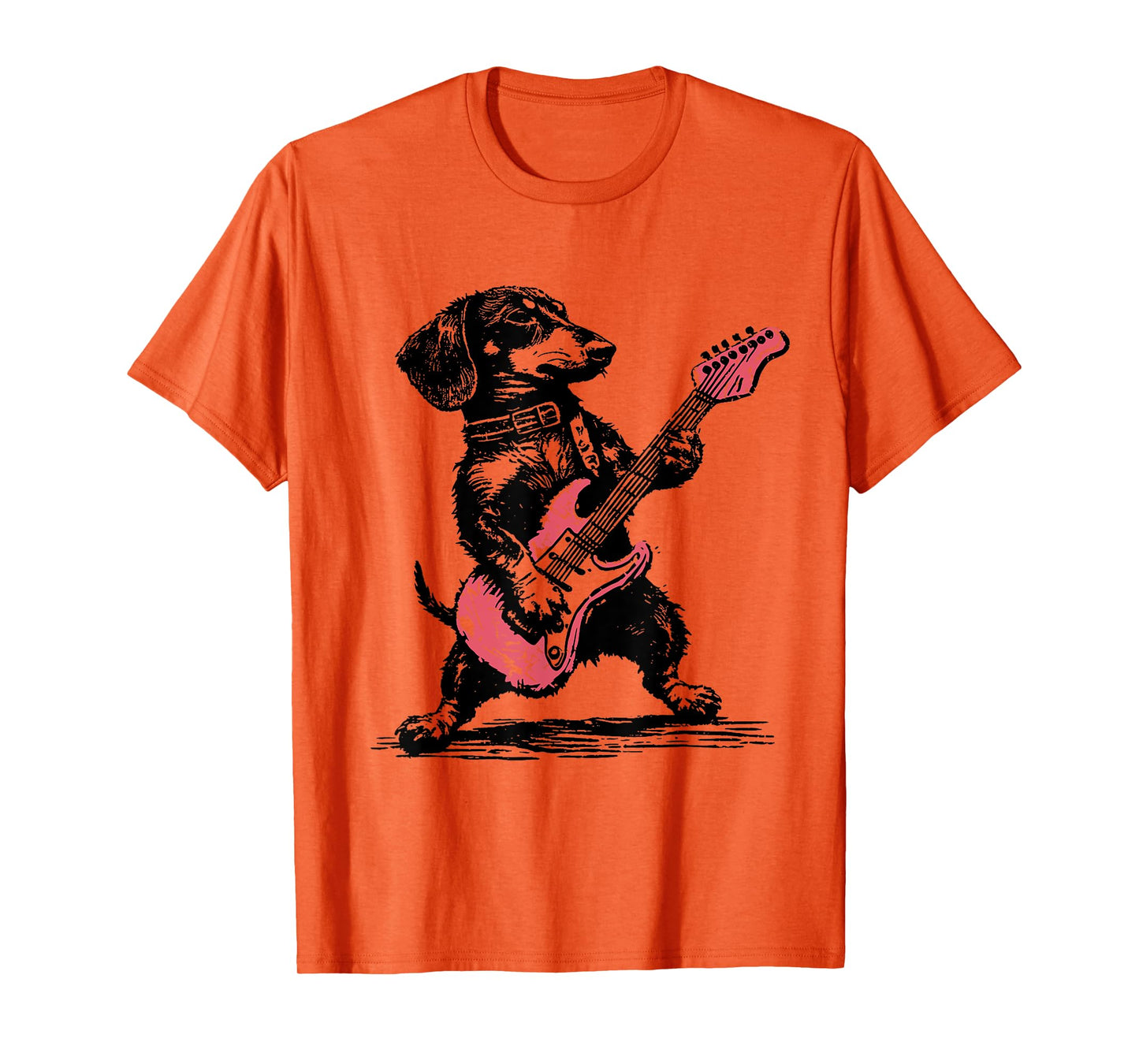 Vintage Dachshund Weenie Playing Guitar Funny Dog Rocker T-Shirt