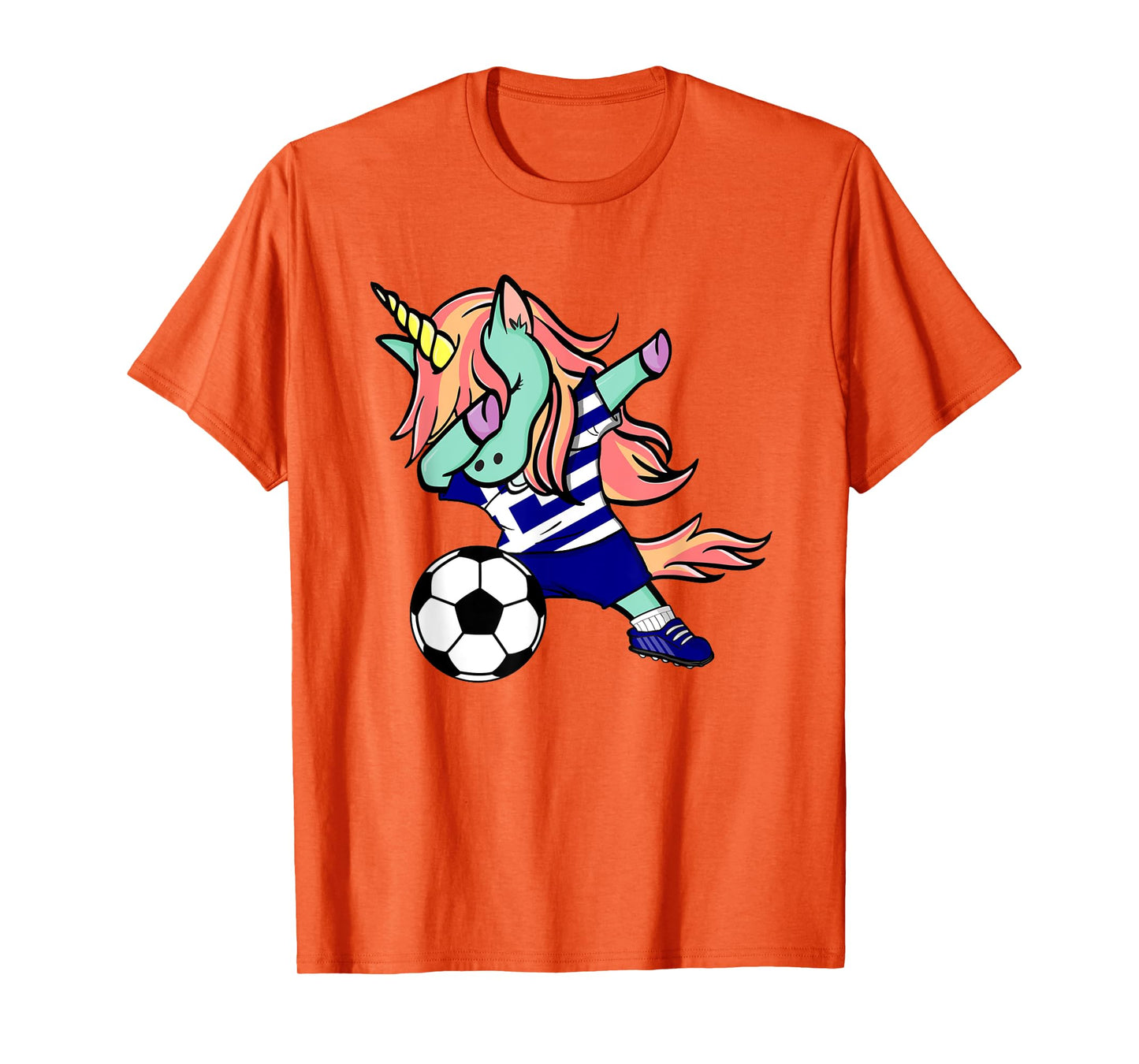 Dabbing Unicorn Soccer Greece Jersey Shirt Greek Football T-Shirt