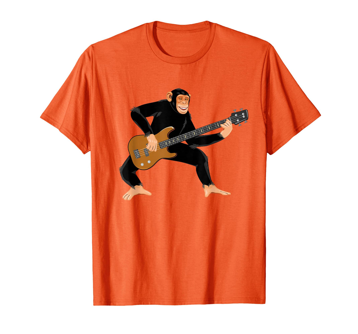 Chimpanzee Playing Electric Bass Guitar. Funny Monkey Shirt T-Shirt
